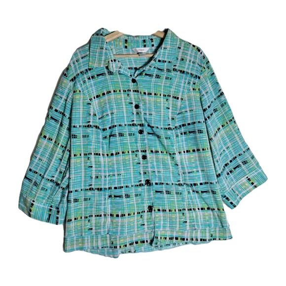 Christopher & Banks Tops - Cj Banks 3/4 Sleeve Button Front Blouse Artsy Womns Size 2X